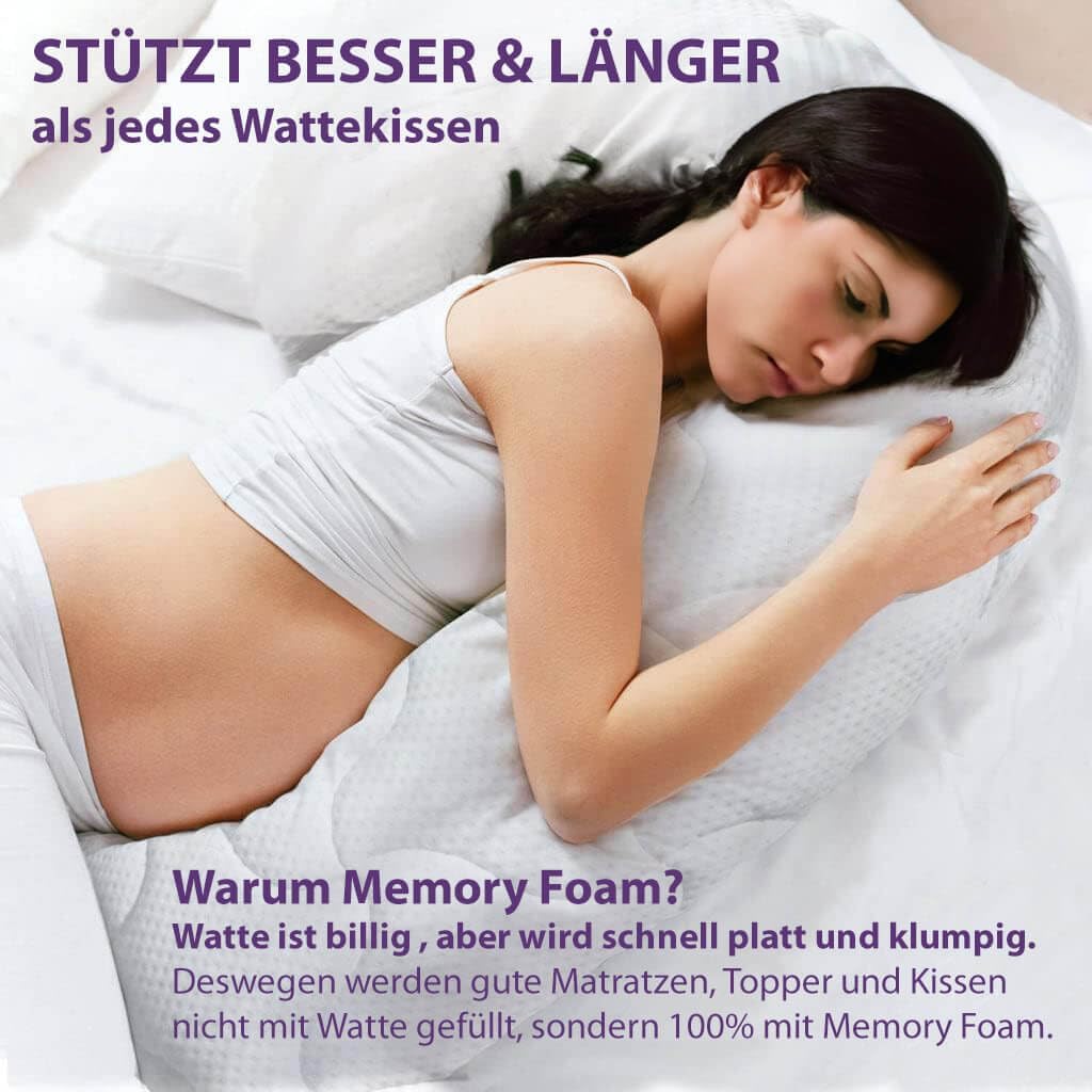 Traumreiter Seitenschläferkissen mit Bezug Baumwolle Bordeaux orthopädisches Memory Foam Kissen Visc