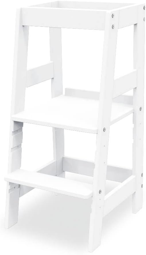 PINOLINO Fino Lernturm - Höhenverstellbarer Kinderhocker ab 1 Jahr – Kinder Tritthocker aus massiver