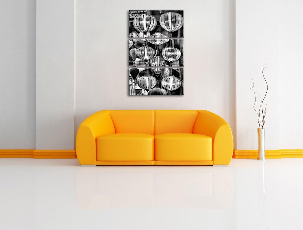 Pixxprint chinesische Laternen als Leinwandbild/Grösse: 3 Teilig (120x80) cm/Wandbild/Kunstdruck/fer