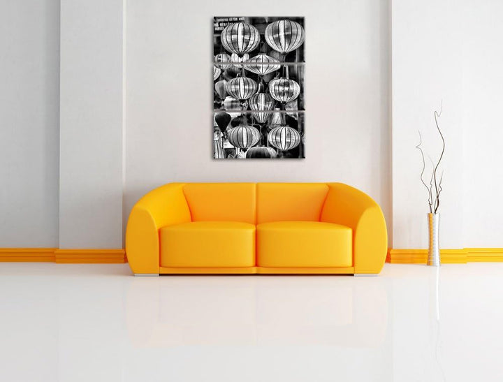 Pixxprint chinesische Laternen als Leinwandbild/Grösse: 3 Teilig (120x80) cm/Wandbild/Kunstdruck/fer