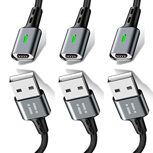 3x 2m PLATINUM Nylon Magnet USB Schnellladekabel Quick Charge 3.0 Datenkabel - 3x Kabel ohne Stecker