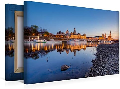 Premium Textil-Leinwand 45 x 30 cm Quer-Format Am Elbufer in Dresden | Wandbild, HD-Bild auf Keilrah