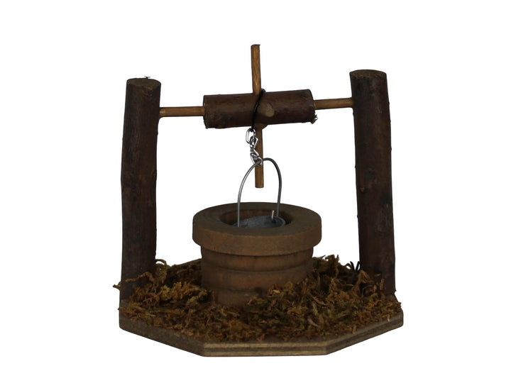 | ZICOM Krippenzubehör Brunnen 9x9x8,5cm Holz, Metall – Handgefertigter Miniatur-Brunnen für Krippen