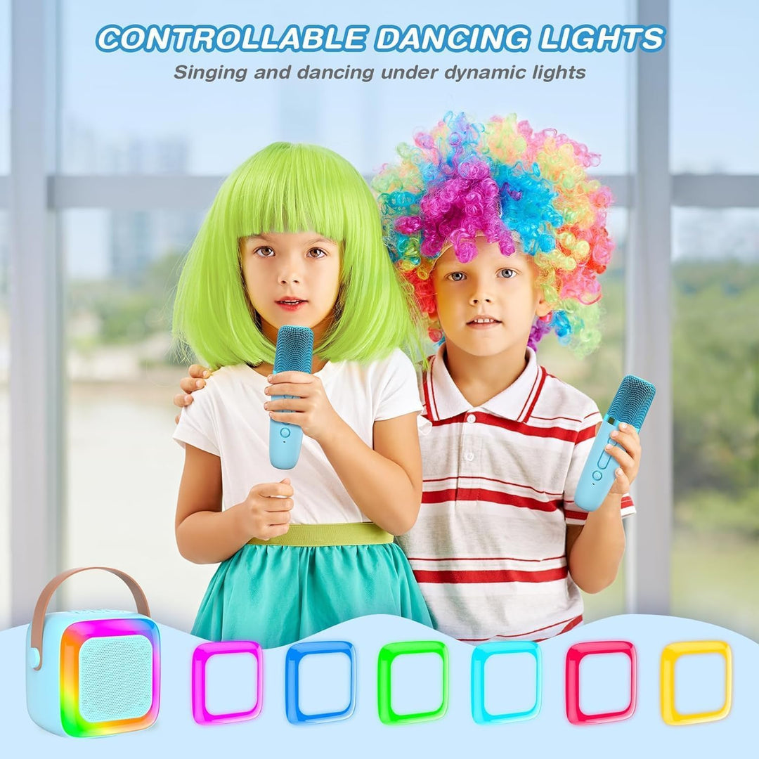 Karaoke Maschine für Kinder mit 2 Bluetooth Mikrofonen,Tragbare Kinder Karaoke-Lautsprecher,Mini Blu