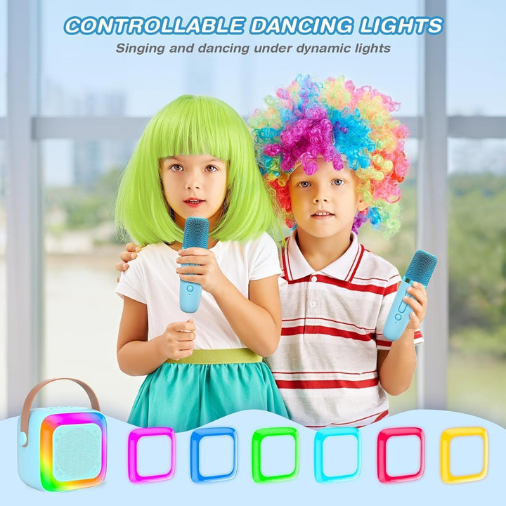 Karaoke Maschine für Kinder mit 2 Bluetooth Mikrofonen,Tragbare Kinder Karaoke-Lautsprecher,Mini Blu