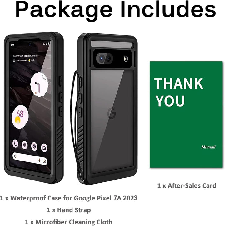 Miimall Schutzhülle für Google Pixel 7A, wasserdicht, IP68, HD-Displayschutz, 360 °, stossfest, robu
