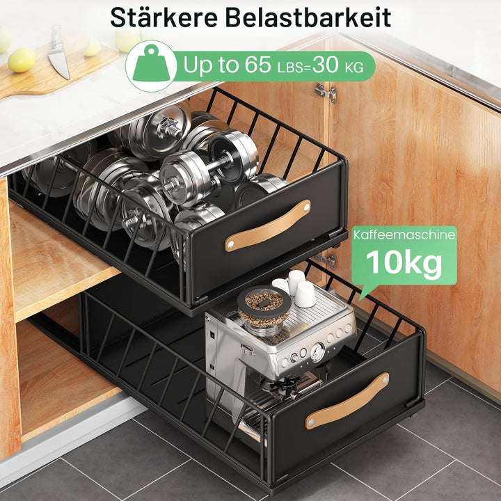 Kitstorack Teleskopschublade, Ausziehbare Schublade für Kabinett Metall Slide Out Organizer mit Grif