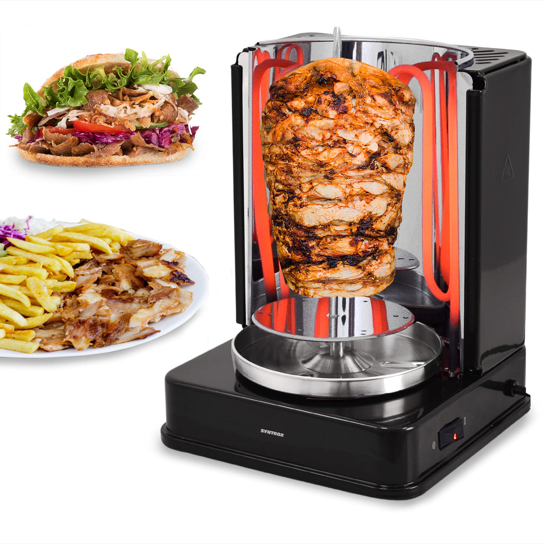 Syntrox Kitchen Chef ROQ Gyrosgrill 1400W Dönergrill Schaschlikgrill Hähnchengrill Rotisserie Fischg