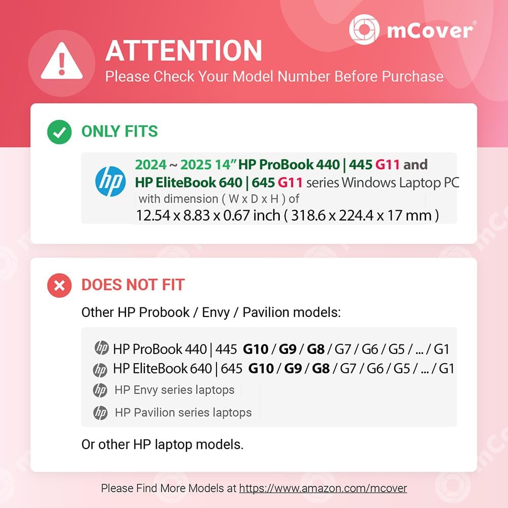 mCover Nur kompatibel mit HP ProBook 440/445 G11 und EliteBook 640 | 645 G11 Serie Windows Notebook-