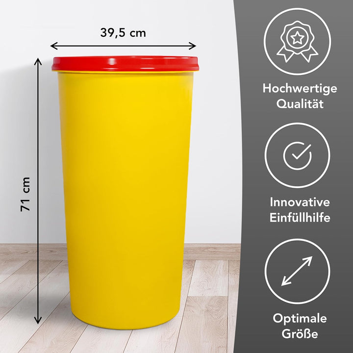 Mülleimer 60l mit geruchsdichtem Deckel (Rot), Gelber Sack Ständer, Made in Germany, Müllsackständer