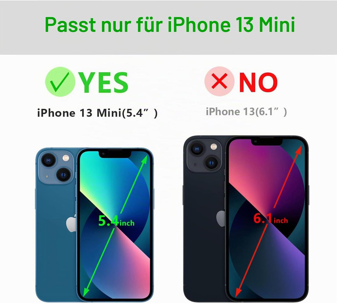 LENSUN Echtleder Hülle für iPhone 13 Mini, Handyhülle [Echtes Leder][Stand-Funktion][RFID Schutz] Ha