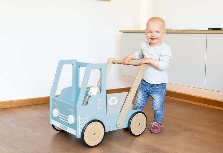 Lauflernwagen 'Kipplaster Fred' von Pinolino, Laufhilfe, mit Bremse, blau