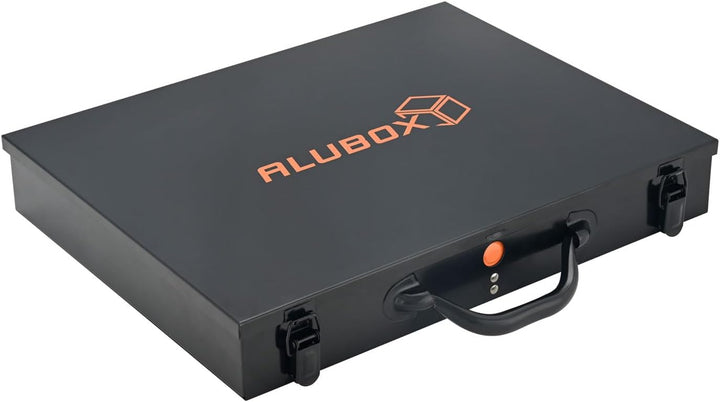 ALUBOX Sortimentsbox Kleinteilekoffer Stahlblech pulverbeschichtet mit 24 Einsatzkästen - 44,5 x 35