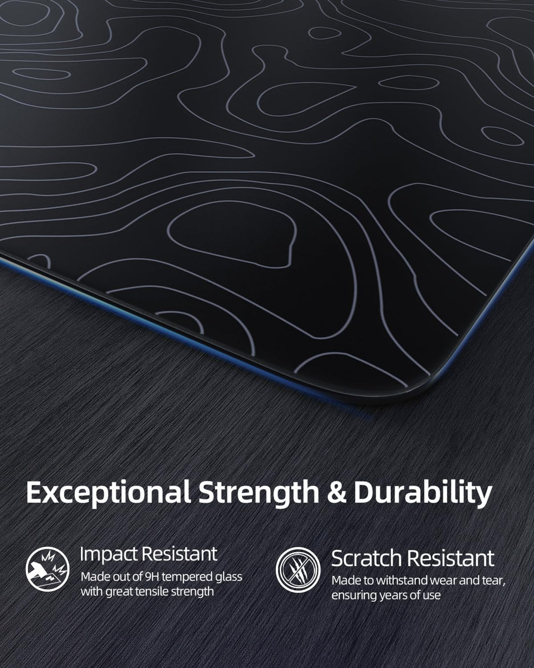 MAMBASNAKE x ATTACK SHARK CM05 Contour Glass Hard Gaming Mousepad,Nano-Micro-Etched Texture,Smooth G