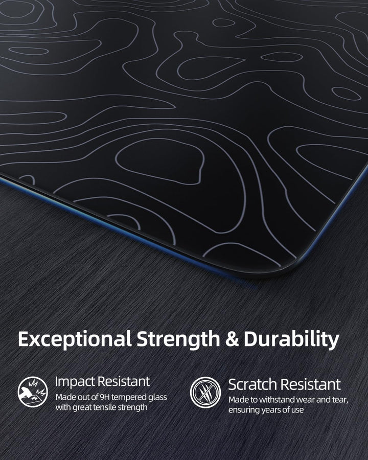 MAMBASNAKE x ATTACK SHARK CM05 Contour Glass Hard Gaming Mousepad,Nano-Micro-Etched Texture,Smooth G