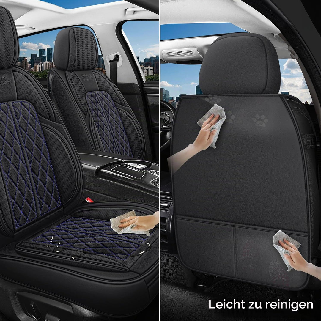 Autositzbezüge Leder, Universelle Sitzbezügesets für PKWs, SUVs und Limousinen丨Rutschfest & Atmungsa