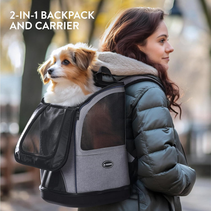 Navaris 2in1 Rucksack für Hund Katze gepolstert - Hunderucksack Katzenrucksack - Tragetasche - 30 x
