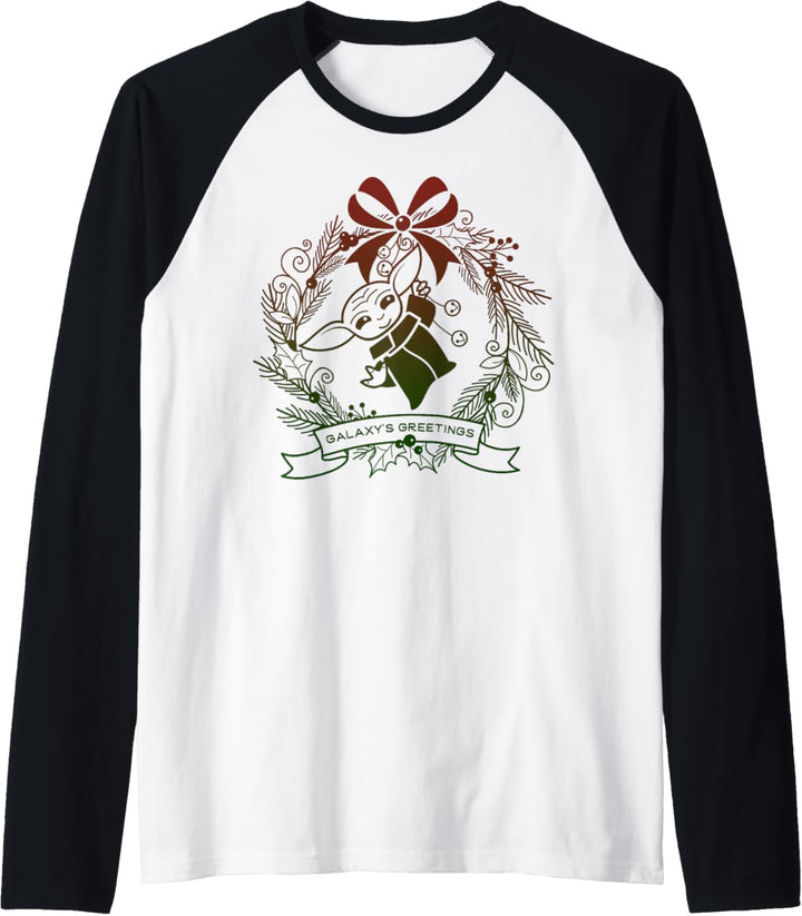 Star Wars Christmas The Child Gradient Wreath Greetings Raglan