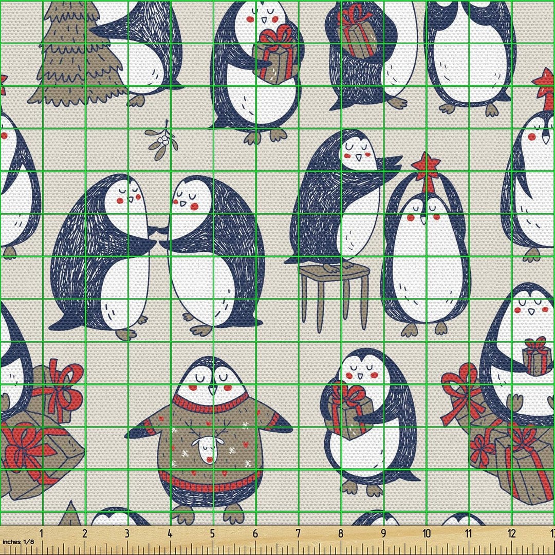 ABAKUHAUS Weihnachten Gewebe als Meterware, Grunge Pinguine Boxen, Dicht Gewebter Stoff zum Nähen Po