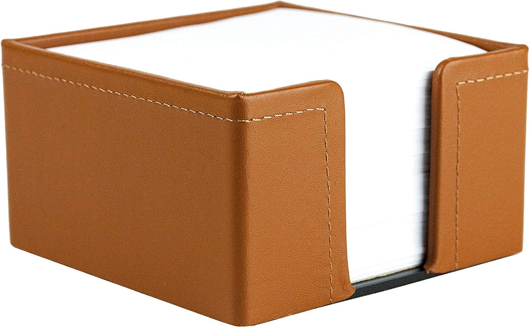 DELMON VARONE - Zettelkasten Premium Leder Boxcalf braun, Zettelbox inkl. 500 Blatt Papier, Notizklo