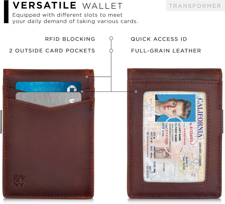 SERMAN Brands börse mit Klammer â€“ Herren-Geldbörsen, schmale Vordertasche, RFID-blockierender Kart