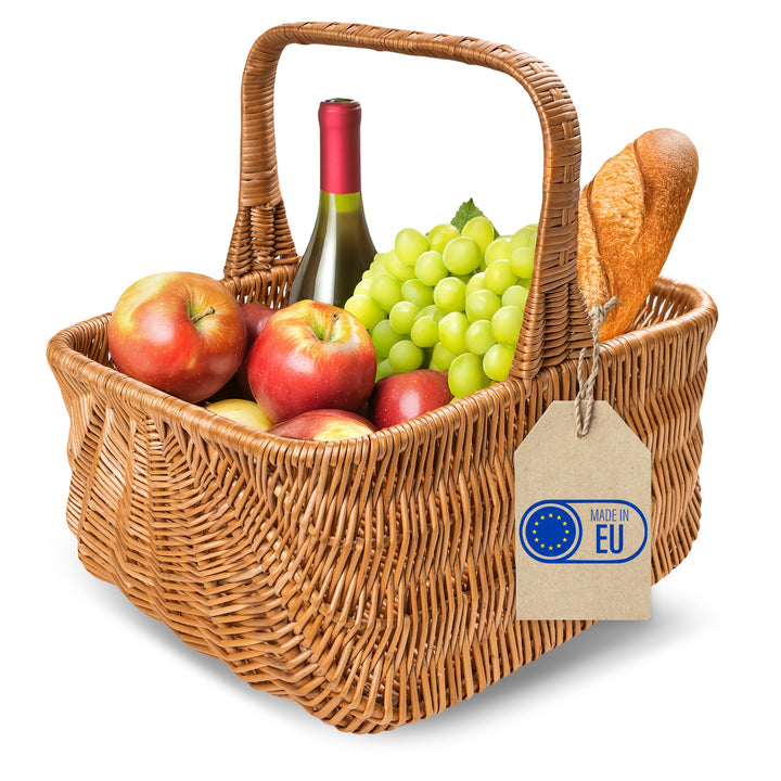 Creative Home Holländischer Einkaufskorb Weidenkorb mit Henkel Picknickkorb | 42 x 32 x 40 cm (+/- 1