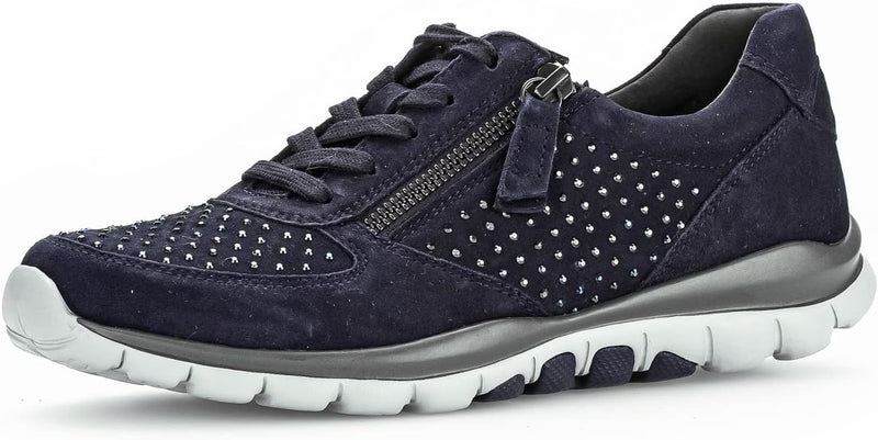 Gabor Damen Low-Top Sneaker, Frauen Halbschuhe,Wechselfussbett 37 EU Blau Dark Blue, 37 EU Blau Dark