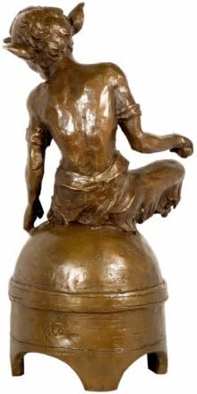 Bronzefigur - Faun/Satyr/Teufel auf Kuppel - signiert von Milo - Moderne Kunst Skulptur - Deko Statu