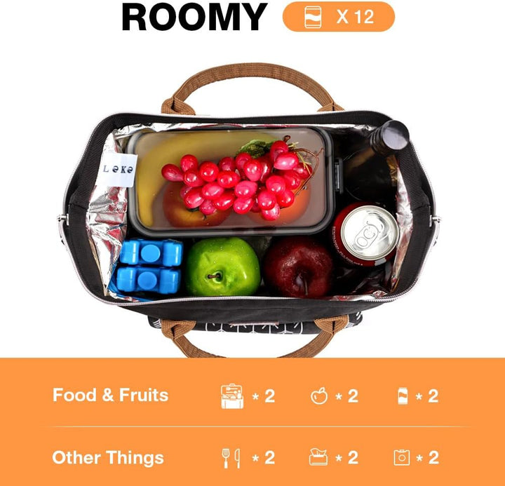 Lekesky Kühltasche Klein Lunch Damen Lunchtasche Isolierte für Frauen Auslaufsichere Weit Geöffnete