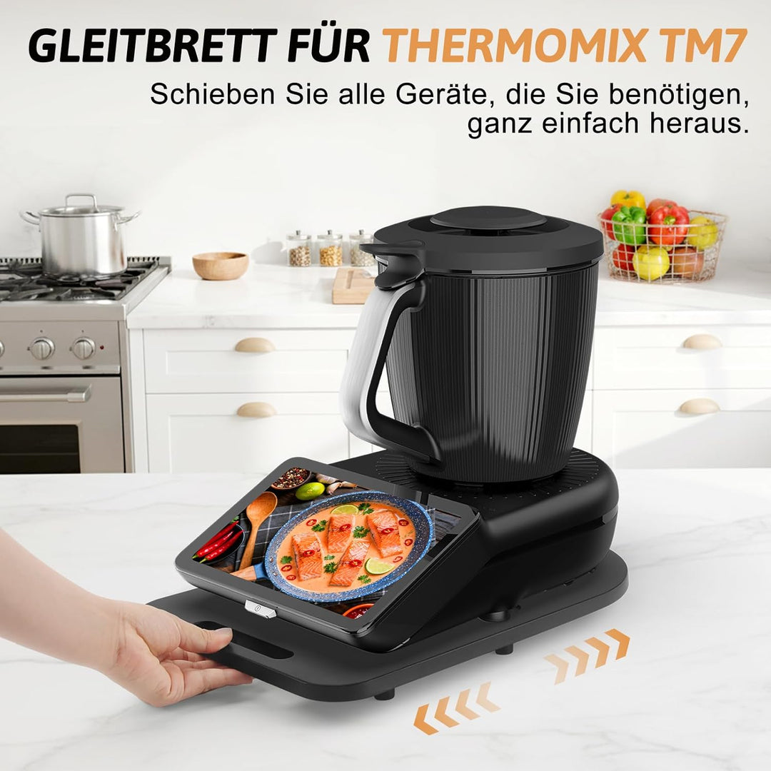 Gleitbrett TM7 für Thermomix TM7 Zubehör, Brett für Thermomix, Leicht Gleitendes Bambus Rollbrett Sl