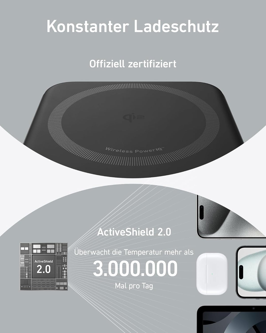 Anker MagGo Powerbank, Qi2-zertifiziertes 15W ultraschnelles MagSafe-kompatibles mobiles Ladegerät,