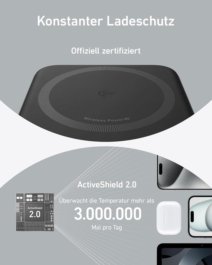 Anker MagGo Powerbank, Qi2-zertifiziertes 15W ultraschnelles MagSafe-kompatibles mobiles Ladegerät,