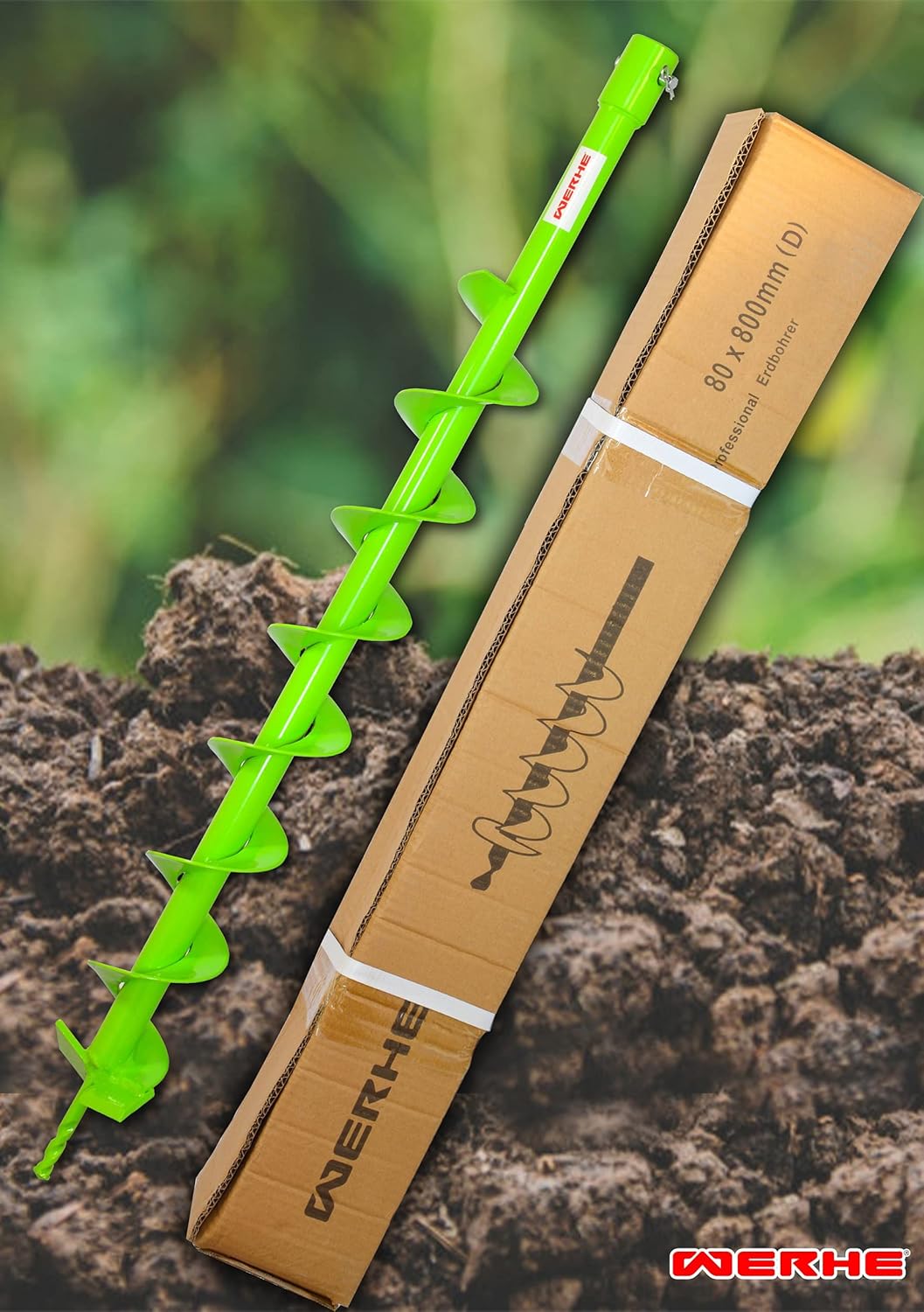 WERHE Profi Bohrer für Erdbohrer Florbohrer Brunnenbohrer 80mm robuste Bohrspitze geeignet für Makit