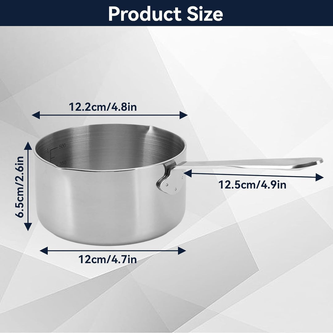 Edelstahl Mini Sauce Pfanne, 350/500ML kleiner Topf Sauce Cup Sauce Topf mit langem Griff Butter War