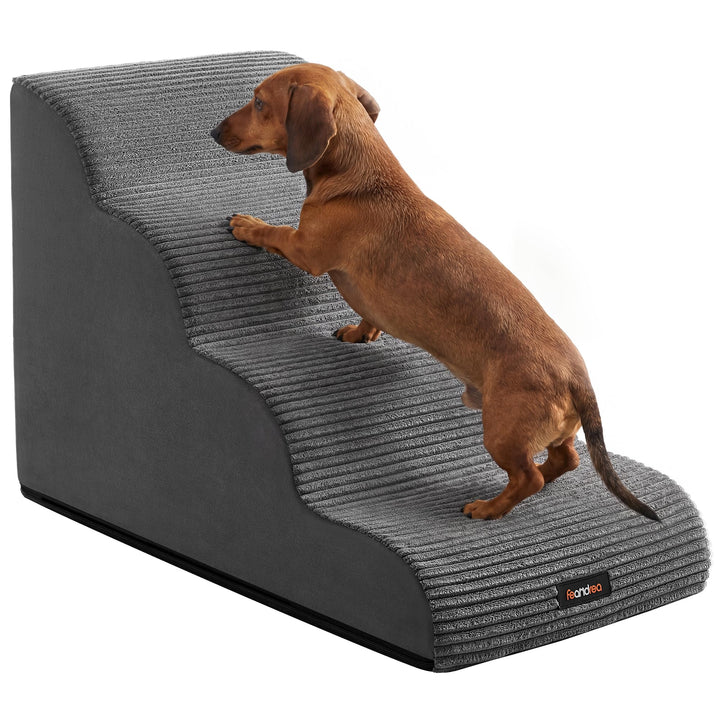 Feandrea Hundetreppe, 4 Stufen, Haustiertreppe, für kleine Hunde, Bett, Sofa, wasserdichte Katzentre