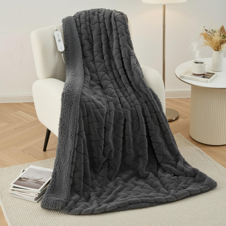 Heizdecke Elektrische Wurfdecke 130x180cm - M-pattern, 4 Temperaturstufen & 10H Timer Auto-Off, Masc