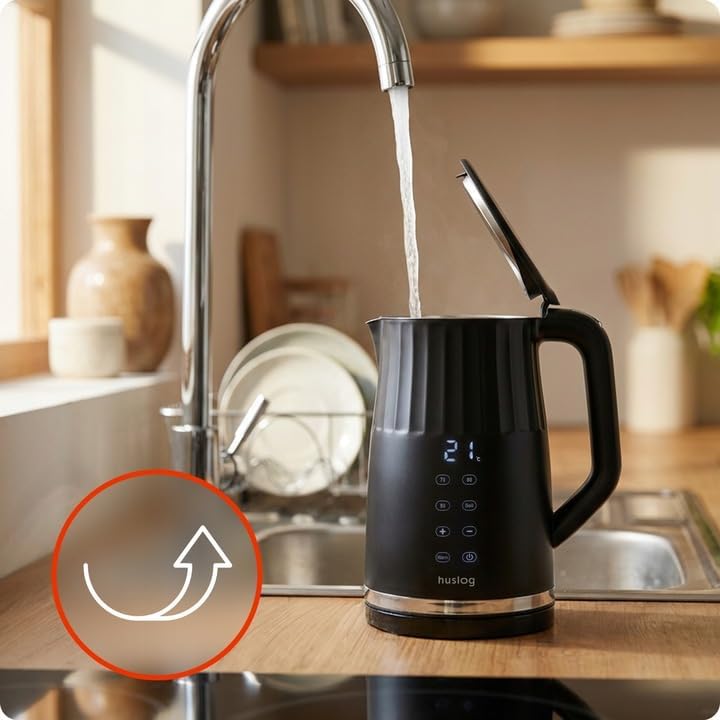 Elektrischer Wasserkocher mit Temperaturanzeige 1,7L 2200W Warmhaltefunktion 4 Temperaturprogramme T