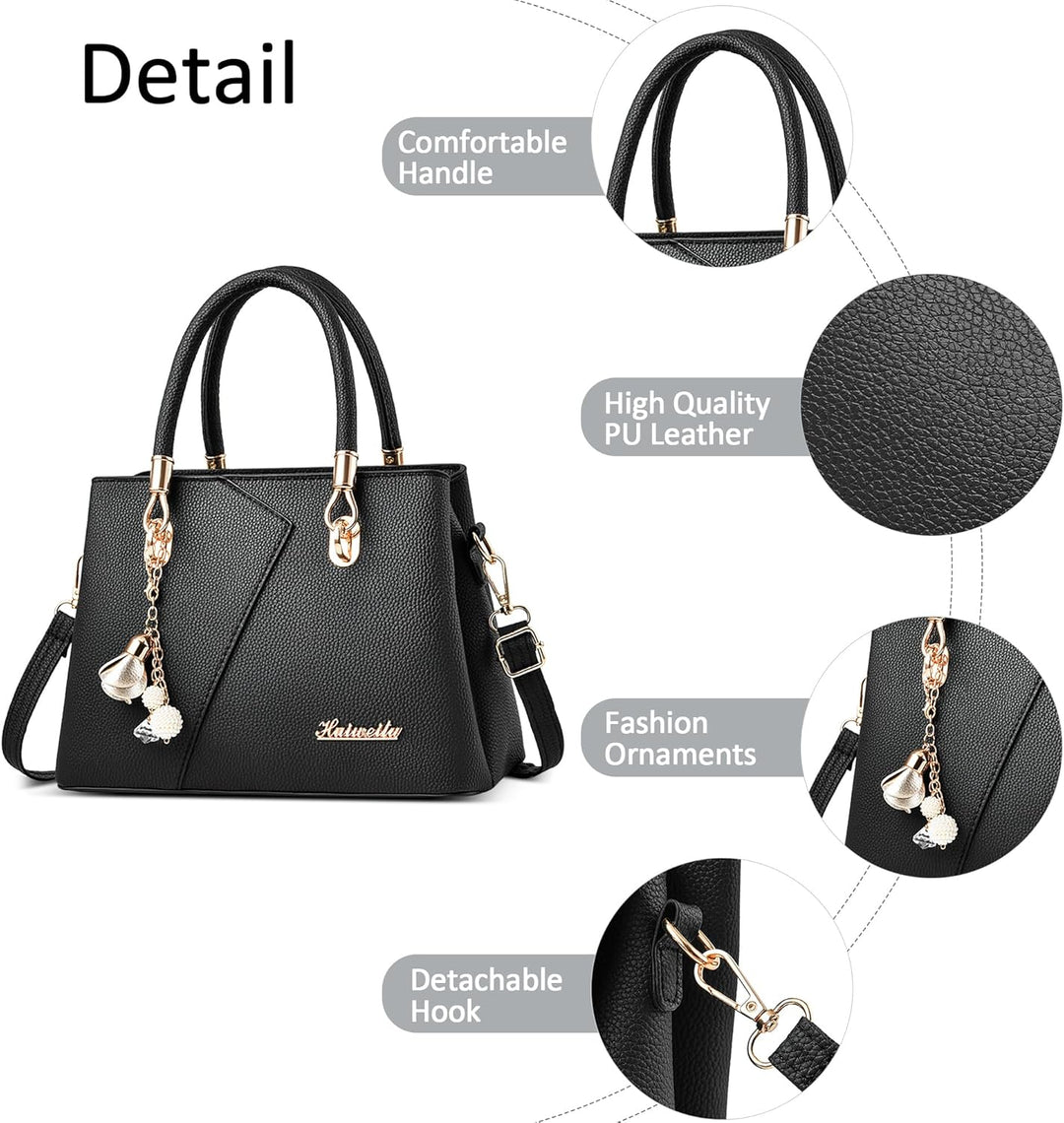 DORRISO Mode Handtasche Damen Elegant Tote Tasche mit Schickem Blumenanhänger Henkeltasche für Einka
