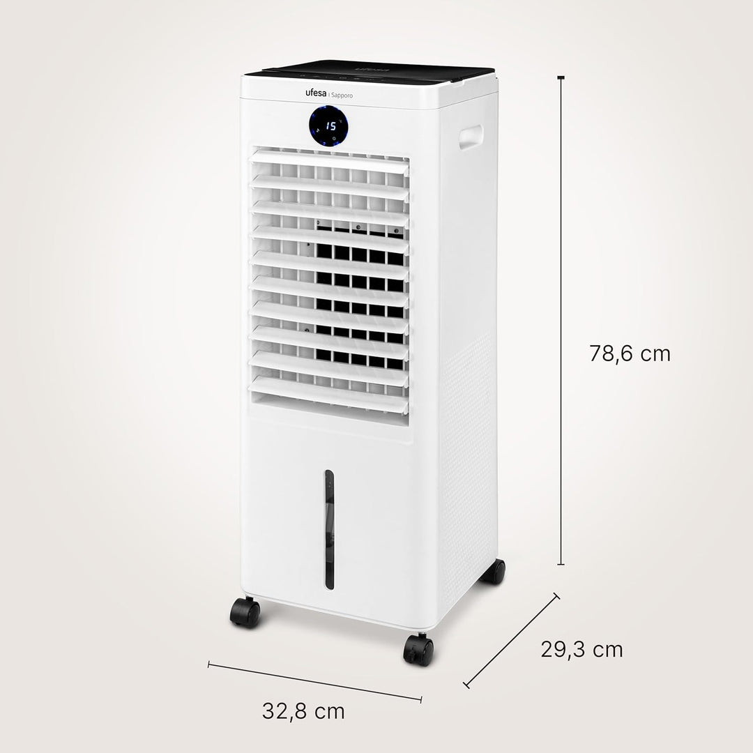 Ufesa Sapporo Verdunstungskühler, 100W, Kühlfunktion und Ventilator, 3 Geschwindigkeiten, 3 Modi, To