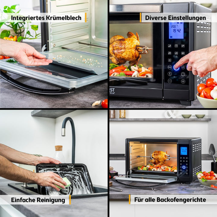 TZS First Austria Minibackofen, 30L, 1600 Watt, Digitalanzeige, kompakter Elektroofen für den Tischg
