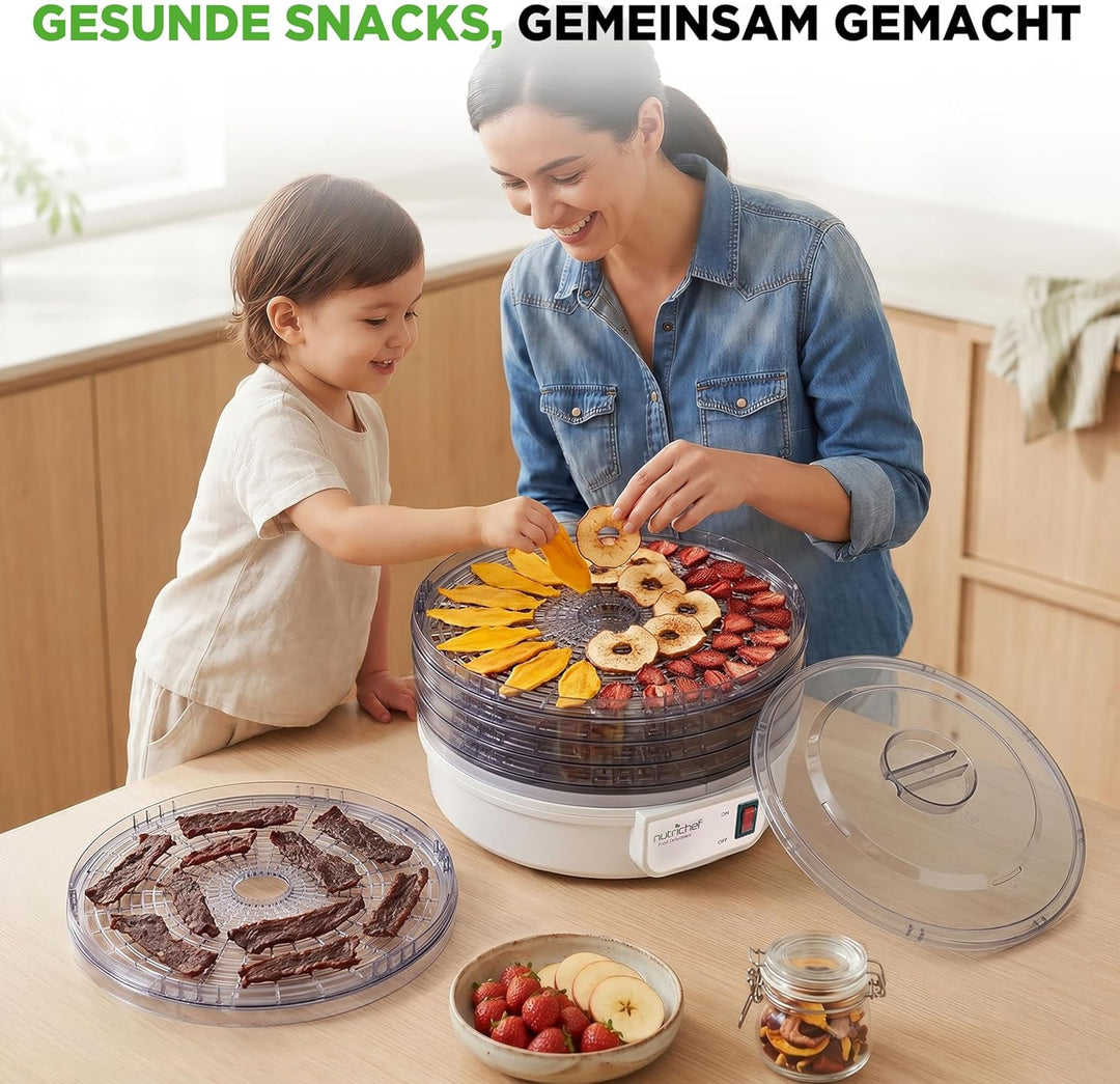 Nutrichef Dörrautomat 5 Einschübe | Dörrgerät für Fleisch, Beef Jerky, Obst, Gemüse & Hundeleckerlis