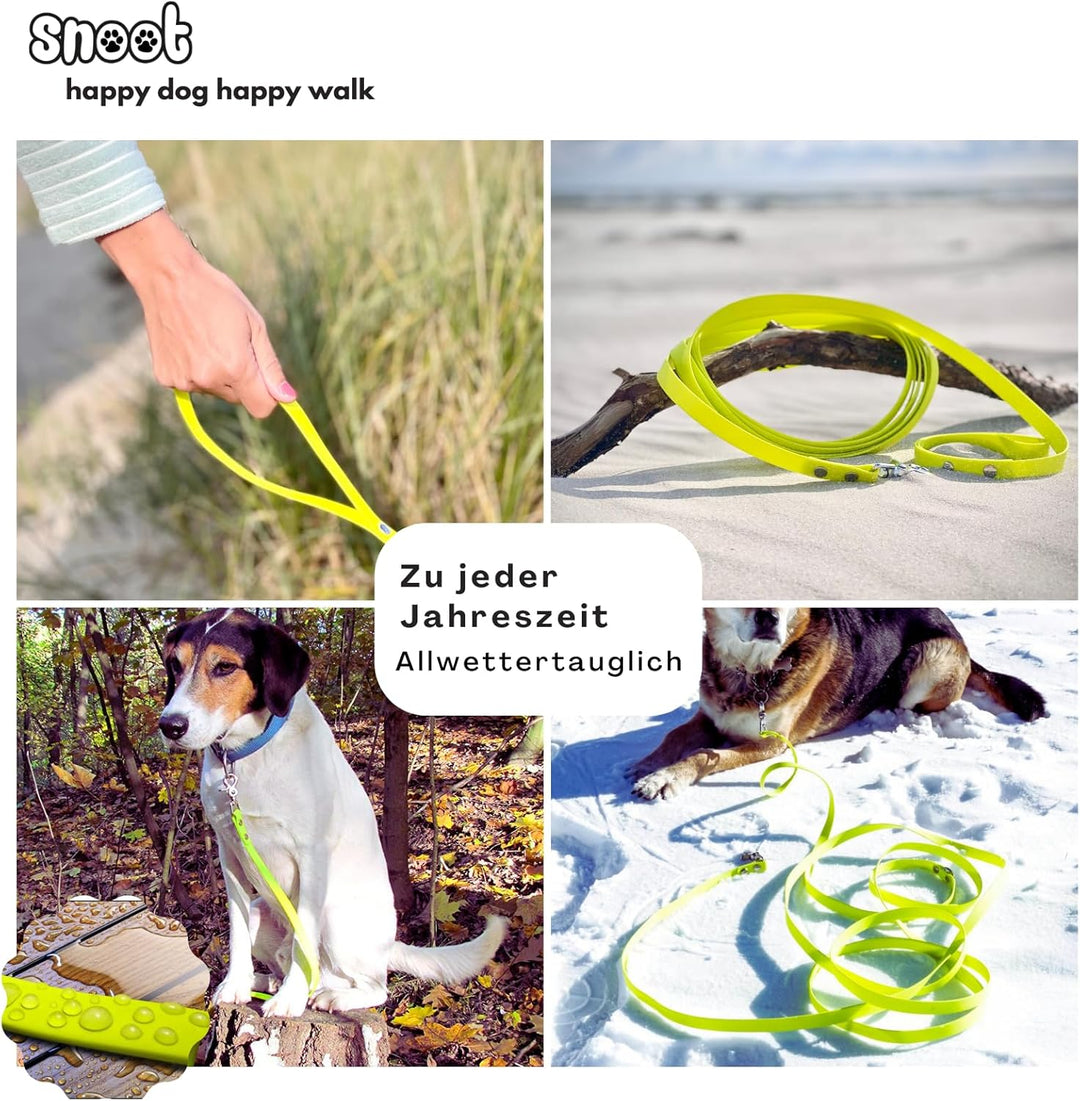 5m Schleppleine, Hundeleine, Handschlaufe, Neon-Gelb, extra schmal, schmutz- und wasserabweisend 5m,