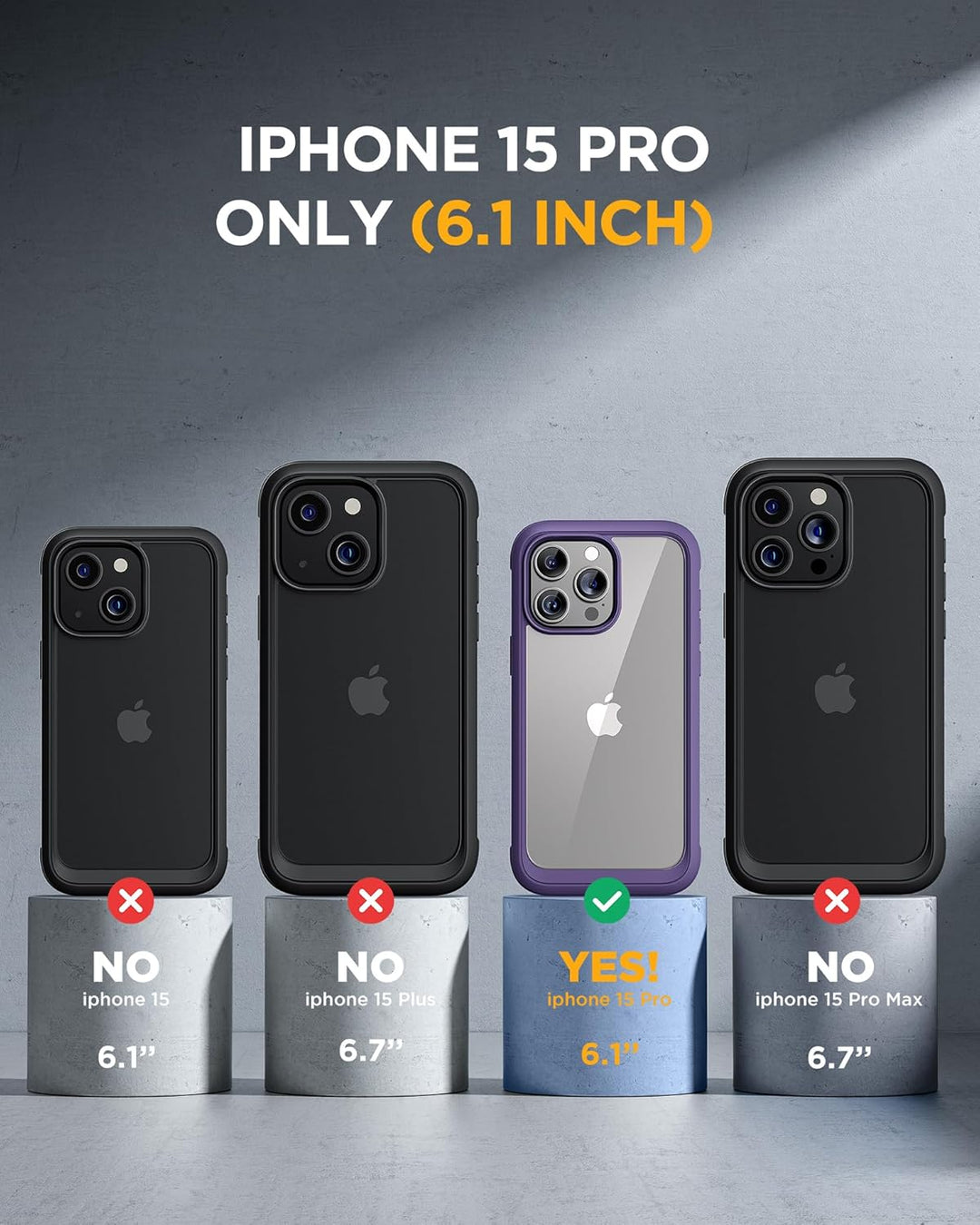 Miracase 360 Grad für iPhone 15 Pro Hülle mit Eingebaut Glas Schutzfolie und Kameraschutz, Stossfest