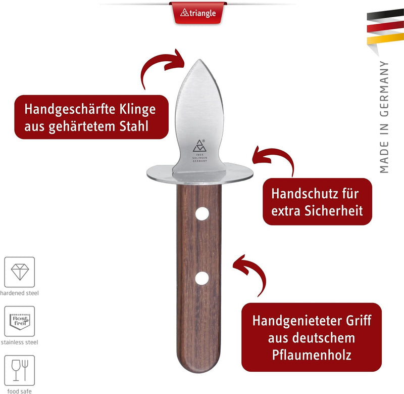 triangle 54 200 02 02 Austernöffner genietet mit Holzgriff Made in Solingen/Germany professionelle Q