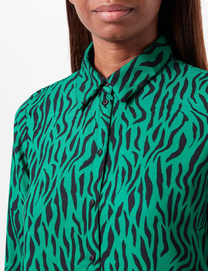 ONLY Damen Onltiana L/S Shirt Dress Wvn - Polyester - Blusen - Kleid, XXS Lush Meadow/Aop:animal