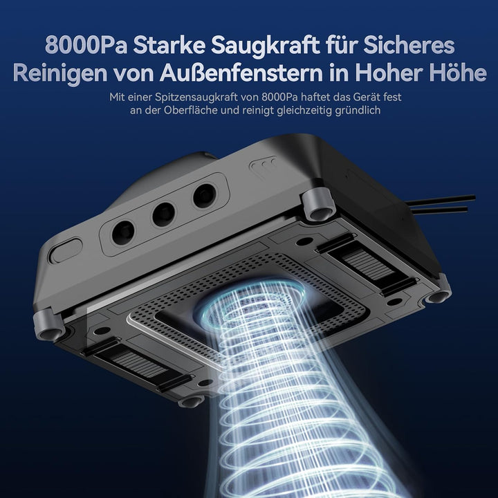 Fensterputzroboter mit Umschaltbare Ansagesprache, 8000Pa Automatischer Fensterroboter mit 6 Düse, V