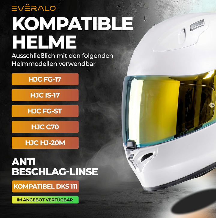 Everalo Kompatibel mit Hjc Fg17 Visier - Is17 - FgSt - C70 - HJ20M - Helmvisier Pinlock Ready - Anti