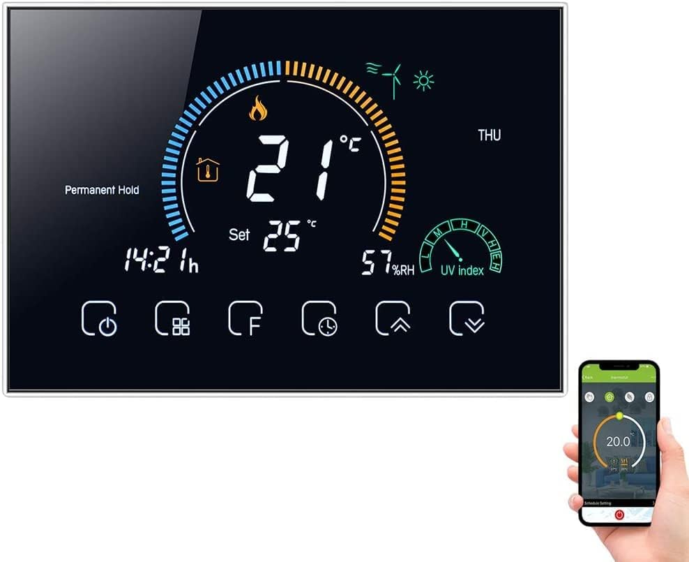 T-Storm TS-B08KS7RKYW Smart Wi-Fi Heizung-sauberer Kontakt thermostat, Schwarz