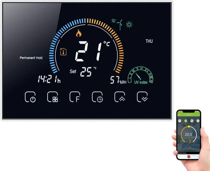 T-Storm TS-B08KS7RKYW Smart Wi-Fi Heizung-sauberer Kontakt thermostat, Schwarz