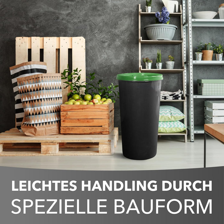Mülleimer 60l mit geruchsdichtem Deckel (Grün), Gelber Sack Ständer, Made in Germany, Müllsackstände
